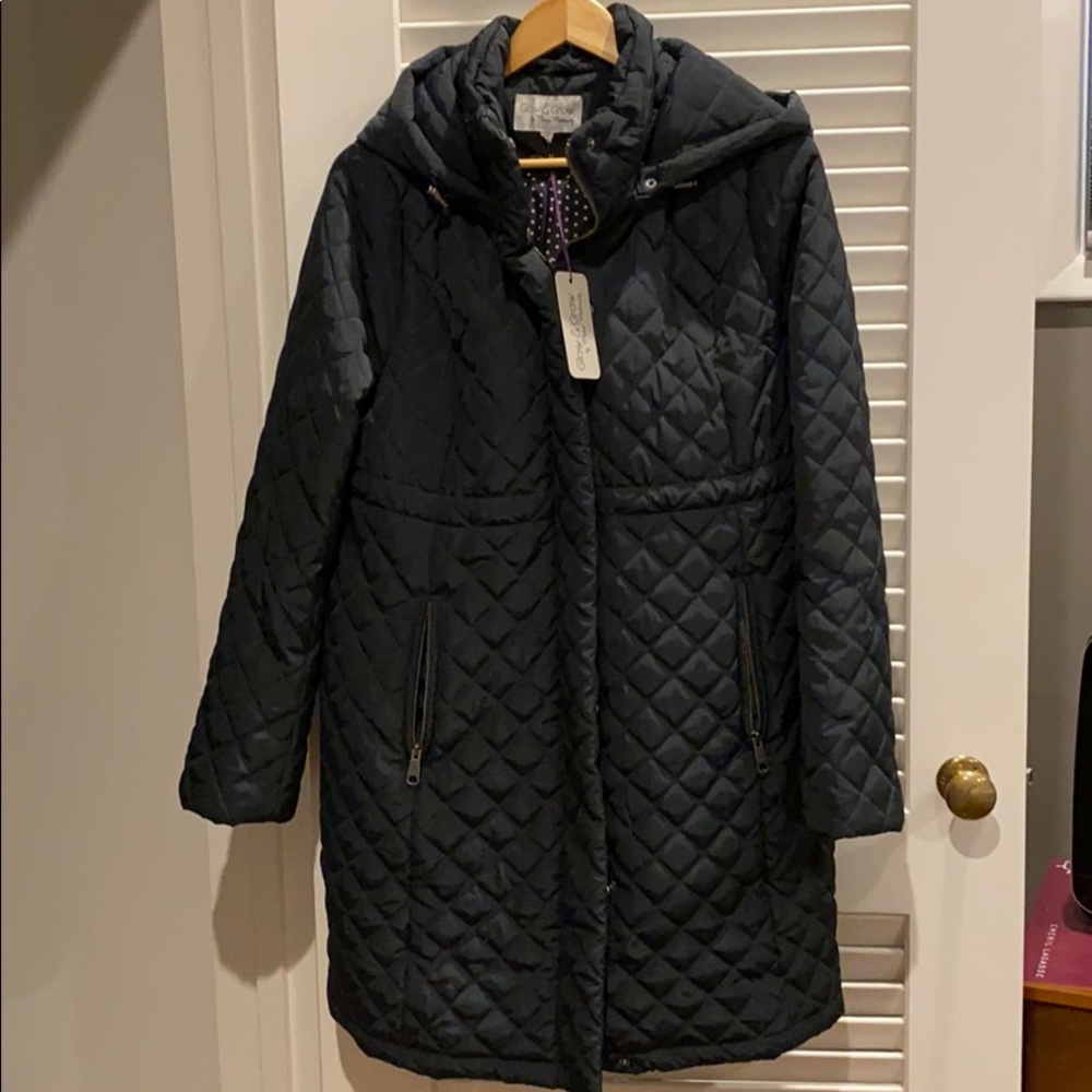 Long Maternity winter coat / jacket in steel gray